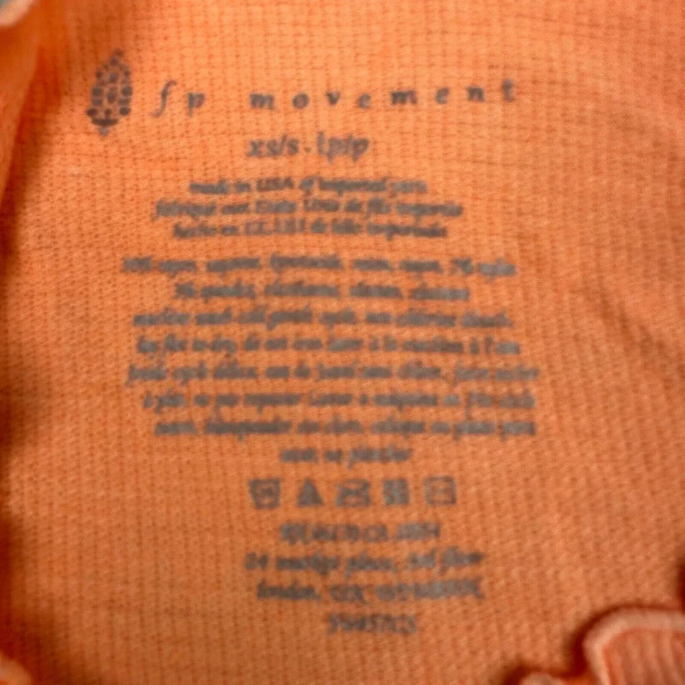 Free People Movement Madeline Funnel‎ Baby Top Womens XS/S Peach Orange